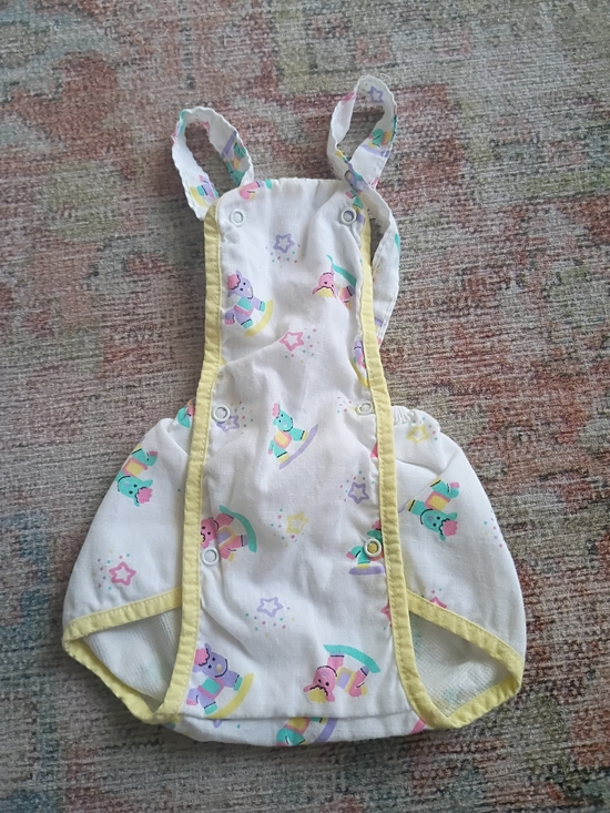 Other - 3-6 Months Pastel Rocking Horse Print Romper with Yellow Trim Y2K 1995